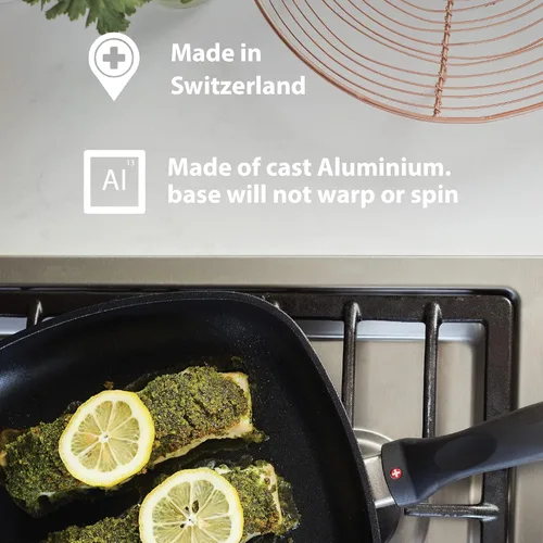 Miniatura 2 de Swiss Diamond Sartén con tapa, cuenta con asas dobles, sartén antiadherente con revestimiento de diamante con tapa, apta para horno y lavavajillas