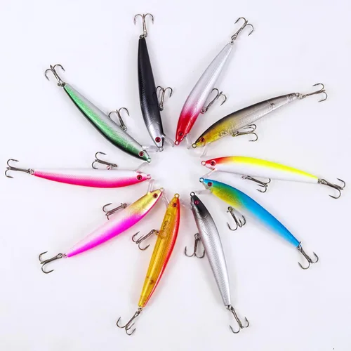 Miniatura 8 de Señuelos de pesca, señuelo grande y duro Minnow VIB con gancho de agudos Life-Like Swimbait Fishing Bait Popper Crankbait Vibe Sinking Señuelo