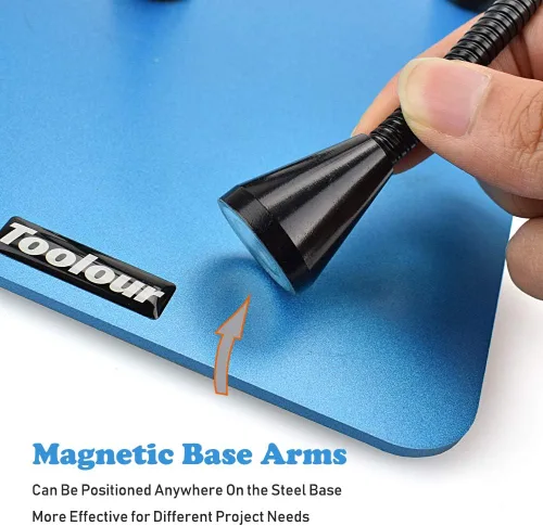 Miniatura 3 de Toolour Manos Magnéticas de Ayuda para Soldadura de Tercera Mano, 4 Brazos de Metal con Ajuste de Pinza, Abrazaderas de Soldadura Flexibles