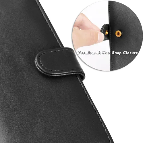 Miniatura 6 de Cubierta de cuero de la PU para registrar cheques duplicados, soporte de chequera de bloqueo RFID, Negro -, Estilo Billetera