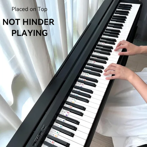 Miniatura 6 de BEATBIT Guía de notas de piano para principiantes, etiquetas extraíbles para notas de teclado de piano para aprender, tamaño completo de 88 teclas