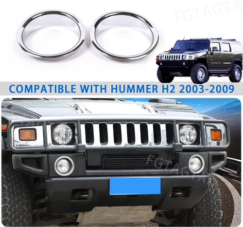 Miniatura 6 de Cubiertas de biseles para anillo de luz antiniebla para parachoques delantero, moldura para Hummer H2 2003-2009, accesorios protectores de lámpara