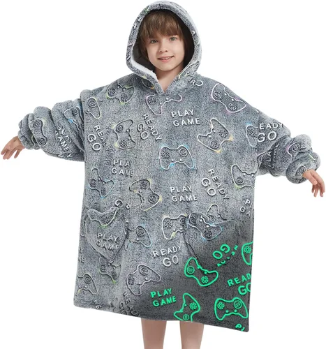Miniatura 7 de Mewkou Manta con Capucha Portátil para Niños Sudadera con Capucha de Sherpa Extra Grande para Niños, Niñas y Niños Pequeños de 2 a 6 años