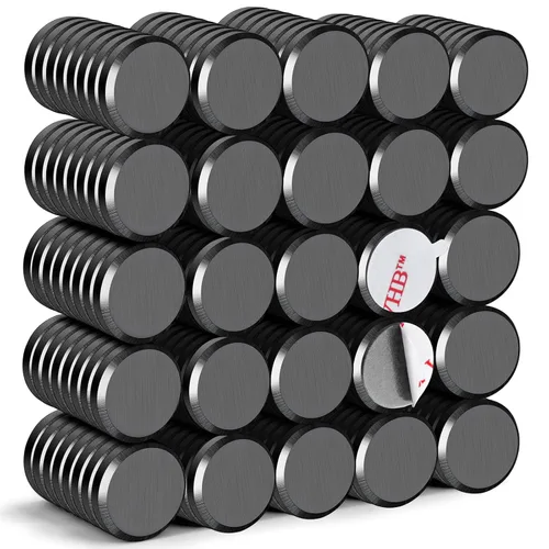 DIYMAG Imanes fuertes 200 imanes de 0.71 x 0.12 pulgadas para nevera para manualidades con respaldo adhesivo, magnético pequeño botón negro, círculo