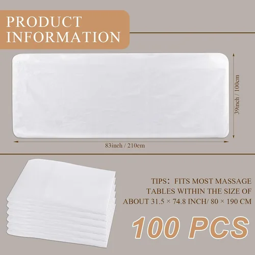 Miniatura 2 de VitalCozy 100 sábanas desechables ajustables para mesa de masaje de 39 x 83 pulgadas, gigantes, resistentes, elásticas, desechables, sábanas de cama