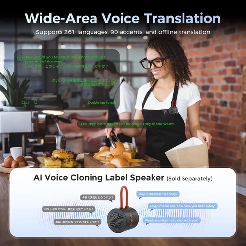 Miniatura 3 de Lentes inteligentes AR con pantalla de visualización, cámara HD integrada y control de anillo, lentes de teleprompter de privacidad AI HUD