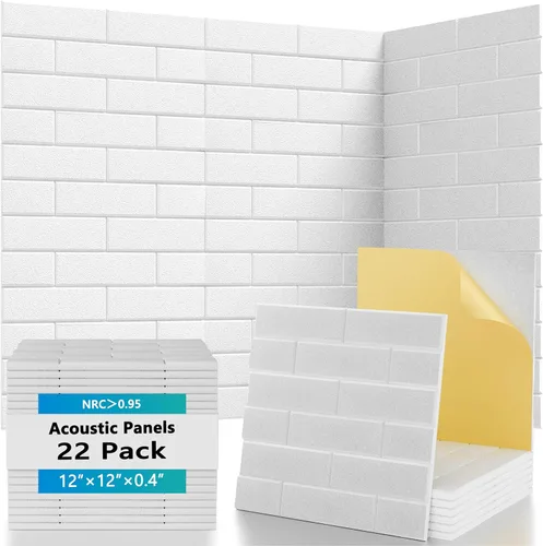 Miniatura 8 de Paquete de 15 paneles acústicos de 12 x 12 x 0.4 pulgadas, paneles autoadhesivos de absorción de sonido para paredes, espuma de reducción de ruido