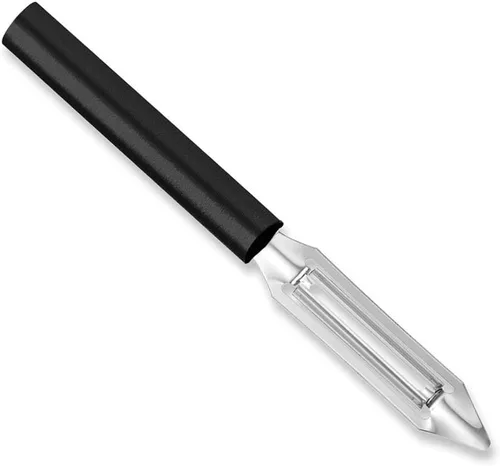 Rada Cutlery Deluxe - Pelador de verduras (W241), hoja giratoria de acero inoxidable de 2 pulgadas, mango negro, paquete de 2