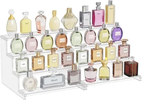Miniatura 13 de Lifewit Organizador de Colonia para Hombres, Soporte de Perfume de Plástico de 4 Niveles, Montaje sin Herramientas, Estante de Exhibición