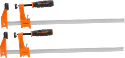 Jorgensen 18-Inch Bar Clamp Set, Medium Duty Steel Bar Clamps for Woodworking, Wood Clamps with 600 lbs Load Limit, 2-Pack