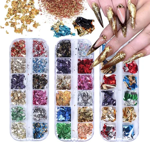 Miniatura 9 de EBANKU Star Glitter Confetti, 24 cajas de lentejuelas holográficas 3D láser arte de uñas escamas coloridas uñas purpurina manicura calcomanías