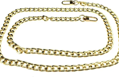 Miniatura 47 de HAHIYO Correa metálica de cadena para bolso de 43.3' de oro para bolso cruzado, bandolera y bolso de mano, cómoda y plana de 0.4' de ancho, extra