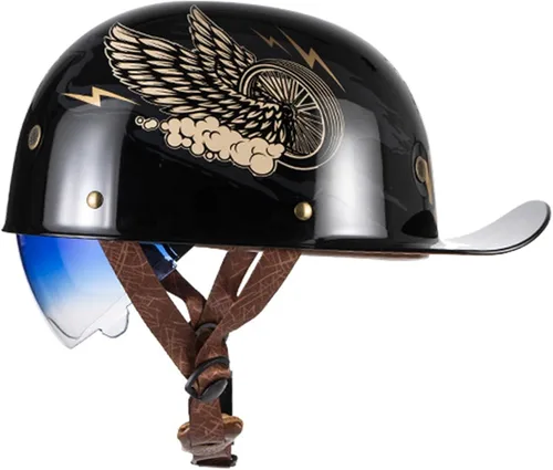 Miniatura 10 de Medio casco de motocicleta vintage, casco de béisbol de moda, certificación DOT/ECE, casco de motocicleta para hombres y mujeres