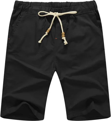 Miniatura 17 de Sailwind Pantalones cortos de lino para hombre, pantalones cortos casuales de playa con cordón