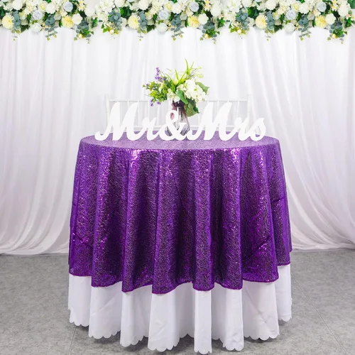 Miniatura 18 de ShinyBeauty Mantel de lentejuelas rosa intenso, superposición redonda brillante de 120 pulgadas para decoración de bodas, fiestas de cumpleaños