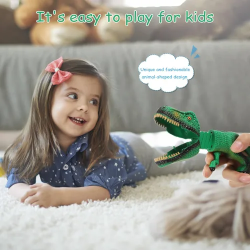 Miniatura 9 de Juguete agarrador de dinosaurios para niños, mordedores de mano de dinosaurio con pequeñas figuras de dinosaurios con resorte, juguete de marionetas