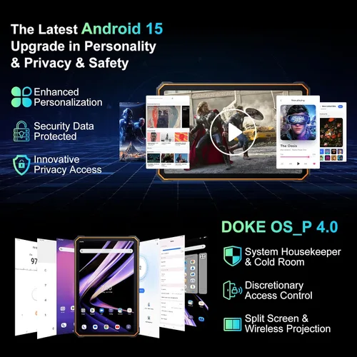 Miniatura 5 de Blackview 2.4k 10.36 pulgadas tableta resistente, 22000mAh Octa-core Android 15 Tablet, 24GB RAM+256GB ROM+1TB Expand, 48MP+16MP Cámara impermeable