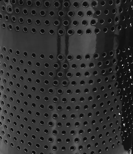 Miniatura 5 de Bote de basura de metal perforado termoplástico de 32 galones con tapa de cúpula de espuma estructural, color negro