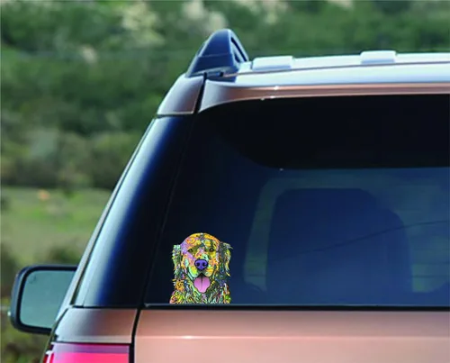 Miniatura 4 de Calcomanías de vinilo para auto con el texto "Enjoy It Dean Russo", Golden Retriever, Dorado