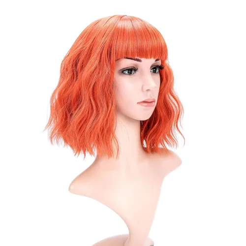 Miniatura 8 de VCKOVCKO Peluca natural ondulada rosa pastel, pelucas coloridas con flequillo de aire, pelucas cortas estilo Bob para mujer, pelucas largas hasta
