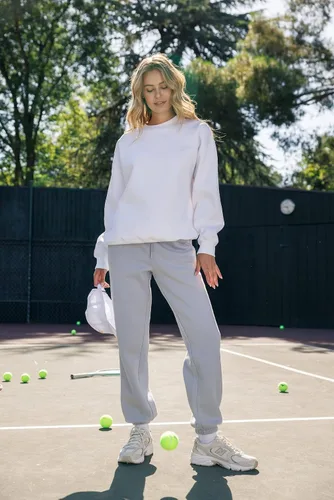 Miniatura 9 de Cali1850 Pantalón deportivo Cloud Nine Fleece para mujer, cintura alta, ajuste holgado, dos bolsillos, cintura elástica con cordón