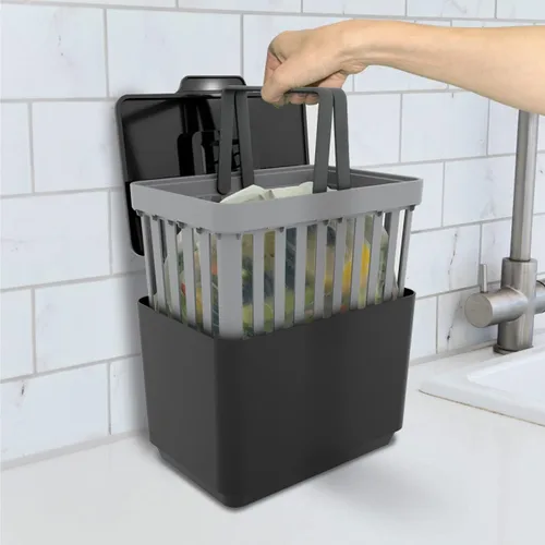 Miniatura 5 de GLAD Contenedor de abono para cocina, 1.5 galones, recipiente de plástico con cesta interior extraíble, soporte de almacenamiento de bolsas