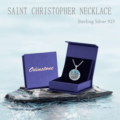 Miniatura 193 de Odinstone Collar de plata de ley 925 con medalla de San Miguel/San Cristóbal/San Benito/Crucifijo de Jesús/San Uriel/Arcángel Rafael para hombres