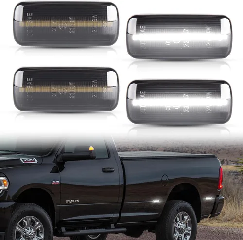Miniatura 9 de POPMOTORZ 4 piezas de luz LED de marcador lateral de guardabarros compatible con lámpara de cama trasera para Dodge RAM 1500 2500 3500 2010-2017