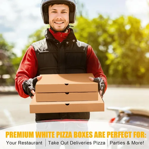 Miniatura 5 de PerKoop 100 cajas de pizza de 12 x 12 pulgadas a granel de cartón vacío de 12 pulgadas, caja de pizza cuadrada reutilizable para comida para llevar