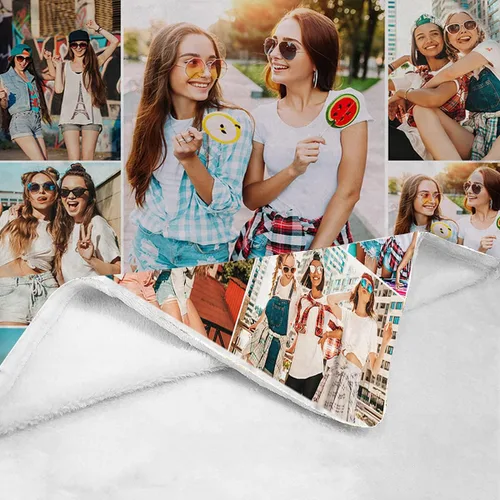 Miniatura 3 de Manta personalizada con texto de fotos, manta con imagen personalizada para padre, mamá, niños, perros, amigos o pareja, collage de 9 fotos, 32 x 48