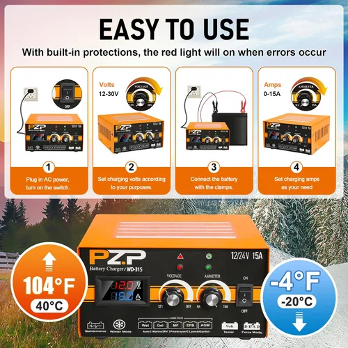 Miniatura 6 de Cargador de batería inteligente de coche de 12 V, cargador de goteo totalmente automático de 5 amperios, desulfatador de batería con reparación