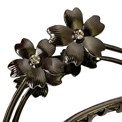 Miniatura 3 de TANG SONG 4 pinzas de metal con forma de flores dobles para el cabello, pasador de mandíbula para mujeres, horquillas de medio moño para cabello