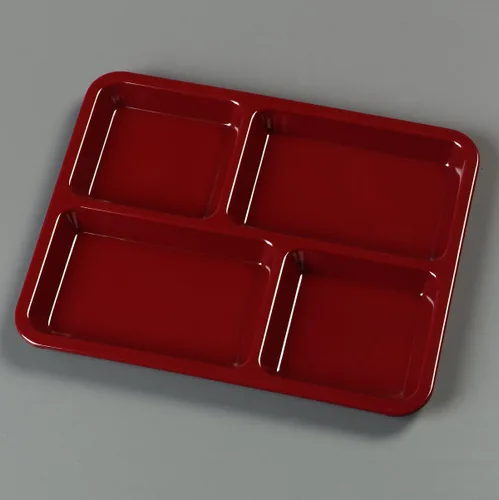 Miniatura 8 de Carlisle FoodService Products Bandeja de Cafetería / Comida Rápida para Mano Derecha de 4 Compartimentos, 8.5" x 11", Arándano Rojo Oscuro
