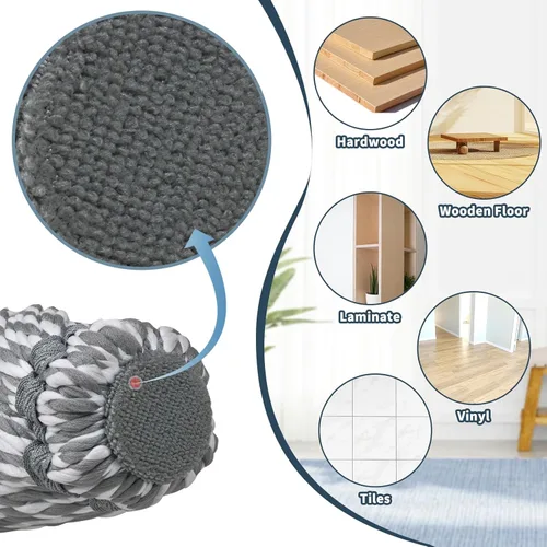 Miniatura 6 de Trapeador giratorio para limpieza de suelos, trapeador de microfibra de mango largo con almohadilla superior para cocina, madera dura, restaurante