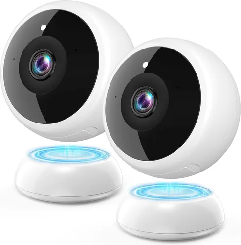 Cámara de seguridad magnética Thybro inalámbrica - Pack de 2 con detección de movimiento AI, video HD 2K, alimentada por batería, facilidad de