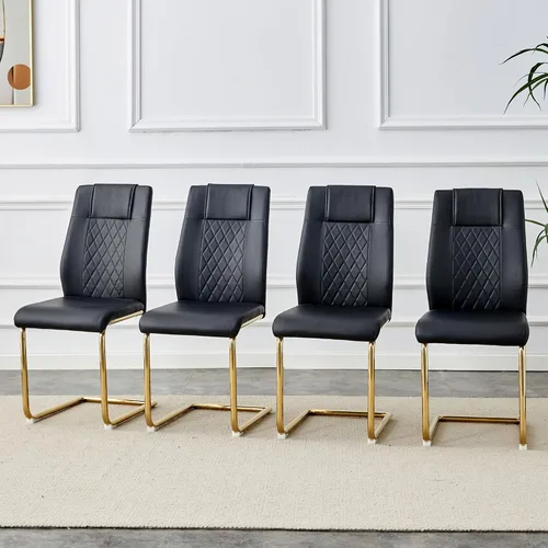 Miniatura 22 de Dining Chairs Set of 6,Kitchen Chairs with Leather Cushions,Modern Dining Chairs with Gold Metal Frame,Dinner Chairs for Kitchen & Dining Room and