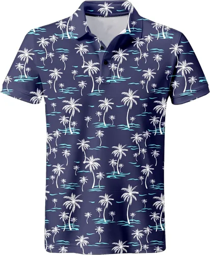 Miniatura 145 de Camisa de golf de los años 80 para hombre, ajuste seco, manga corta, estampada, divertidas, camisas de golf de los años 90 para hombre