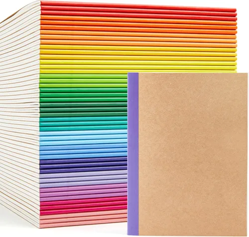 Miniatura 8 de feela Paquete de 16 cuadernos de composición al por mayor, cubierta de papel kraft, páginas rayadas con renglones universitarios, diarios de 8
