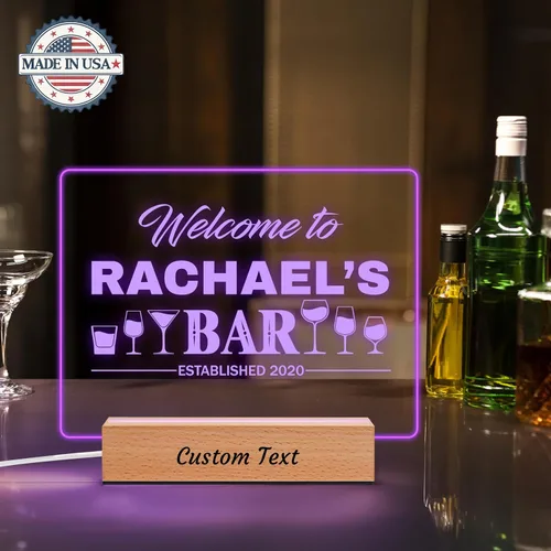 Miniatura 3 de Letrero de Bar Personalizado, Regalos para Bar en Casa, Placa Acrílica LED Personalizada Luz Nocturna, Letrero LED Iluminado para Decoración de Pub
