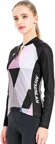 Miniatura 25 de Mysenlan - Conjunto de camiseta de manga larga transpirable para mujer, pantalones largos acolchados 3D, camisa de bicicleta, ropa de ciclismo