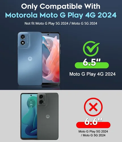 Miniatura 2 de LeYi Funda compatible con Moto G Play 4G 2024: 【No compatible con Play 5G 2024/G 5G 2024】 Funda de teléfono para Motorola G Play 4G 2024 con 2 Negro