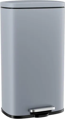 Arlopu Cubo de basura de 8/13.2 galones, cubo de basura de acero inoxidable, cubo de basura de cierre suave con cubo interior de plástico extraíble,