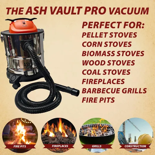 Miniatura 4 de Pellethead Ash Vault Pro Aspiradora de cenizas de 10 amperios para chimeneas, estufas de pellets y barbacoas, capacidad de 5 galones, doble HEPA