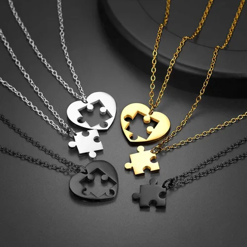 Miniatura 6 de U7 Collares para parejas para mujeres y hombres, acero inoxidable, chapado en oro de 18 quilates, chapado en oro de 18 quilates, collares con dije