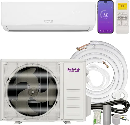 Sistema de aire acondicionado y calefacción minisplit de ahorro de energía de 24000 BTU / 220V – 21 SEER, precargado, minisplit silencioso y cómodo