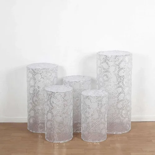 Miniatura 34 de Efavormart - Juego de 5 fundas de soporte para caja de exhibición cilíndrica de elastano, color negro, fundas elásticas para pilar de pedestal, 160