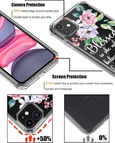 Miniatura 3 de Funda para iPhone 11 Bible Verses Series – Bonita Biblia Versos, citas, flores, diseños florales, inspiradoras, niñas y mujeres, suave protector