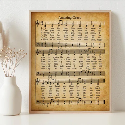 Miniatura 3 de Amazing Grace - Póster artístico para pared, impresión artística enmarcada de 11 x 14 pulgadas, gran inspiración, hojas musicales para regalo