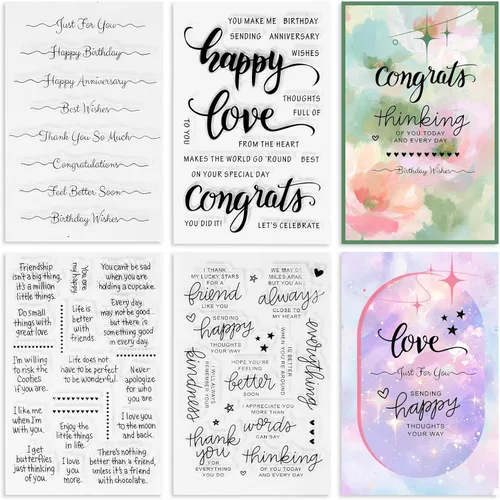 Miniatura 13 de UCEC 8 hojas de sellos transparentes de flores para hacer tarjetas, sellos de silicona para manualidades, sello de flores de goma transparente