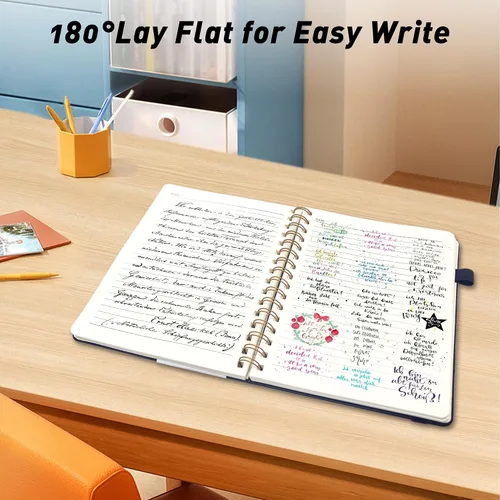 Miniatura 3 de LEAGIM Cuaderno rayado en espiral para mujeres y hombres, cuaderno de tapa dura con rayas universitarias para trabajo y toma de notas, diarios